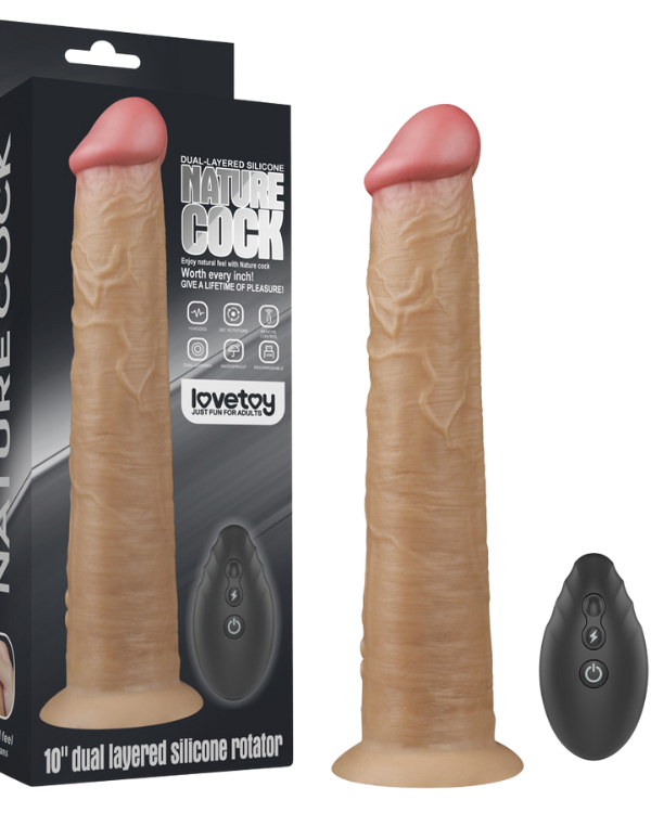 Dildo Realistico De doble Capa Con Rotación y Control Remoto 25,3 x 4,5 CM