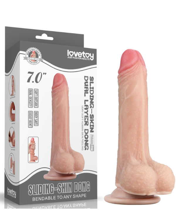 Consolador Real Feel de Doble Densidad con Ventosa 18 x 3.6 CM