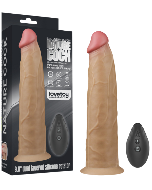 Dildo Realistico De doble Capa Con Rotación y Control Remoto 22,8 x 4,9 CM