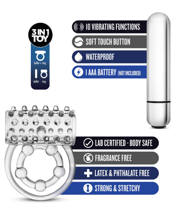 Anillo Vibrador 3 en 1 Stay Hard