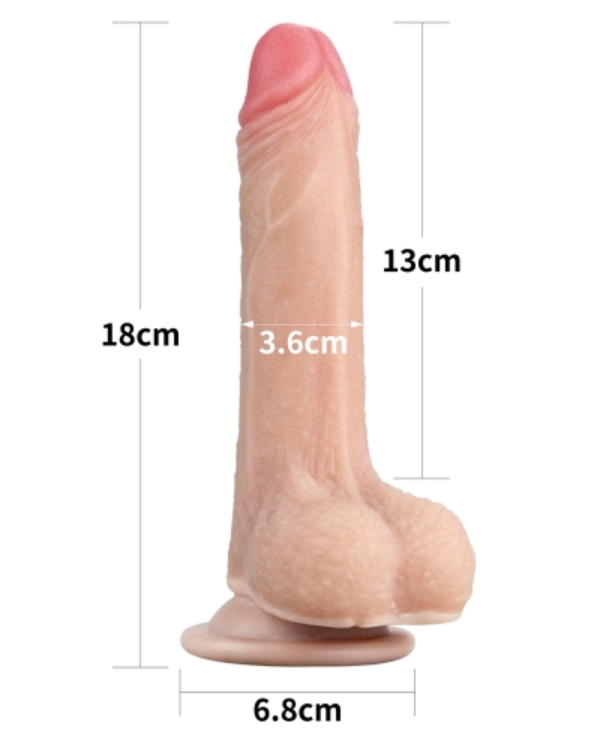 Consolador Real Feel de Doble Densidad con Ventosa 18 x 3.6 CM