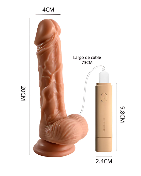Dildo Vibrador Realista con Empuje y Batería Portátil