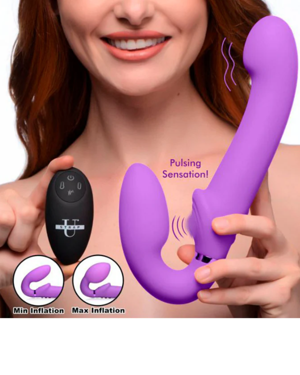 Strapless Vibrador , Inflable & Pulsante Con Control Remoto