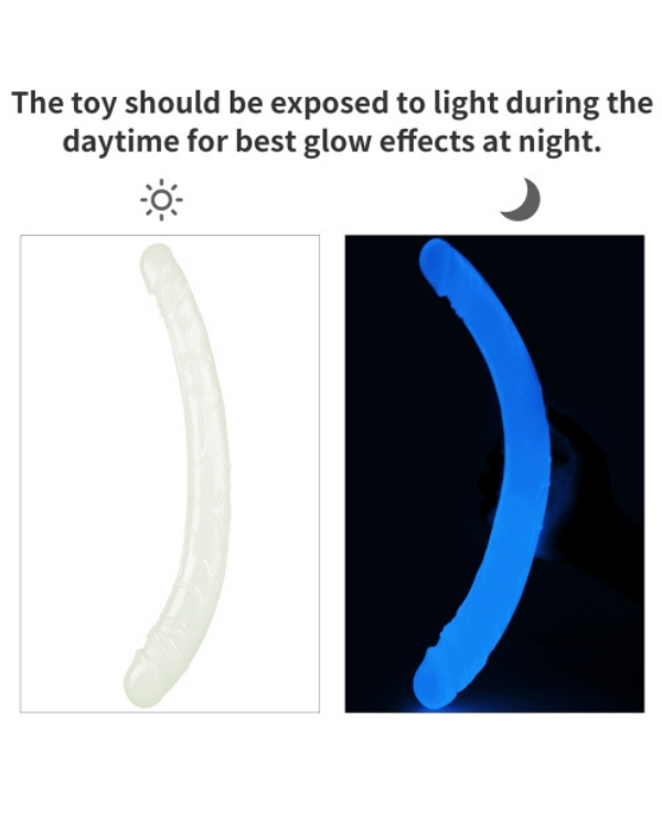 Dildo Doble luminiscente 37 x 3,8 CM