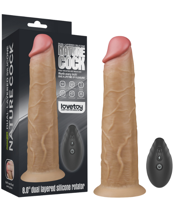 Consolador Vibrador Con Rotacion 360 Doble Capa De 20,5 x 4,8 CM