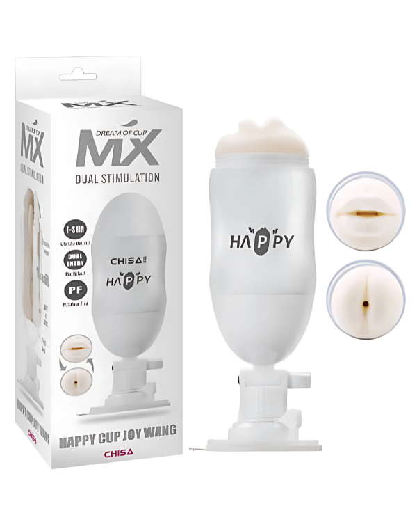 HappyCup Masturbador de Doble Entrada con Vibración y Ventosa