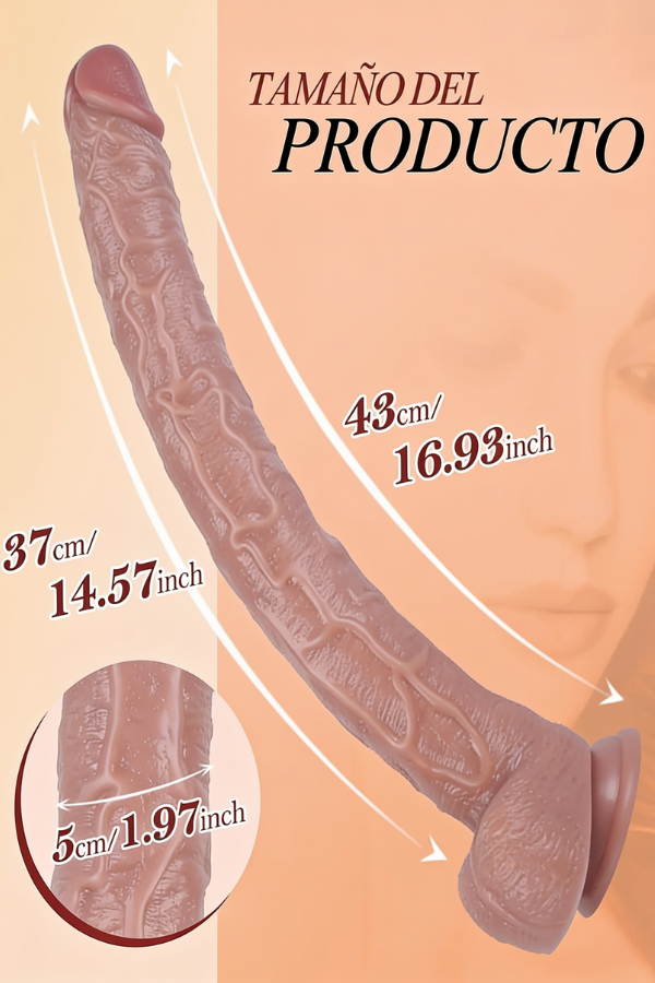 Dildo XXL Realista de Silicona con Ventosa 43 CM