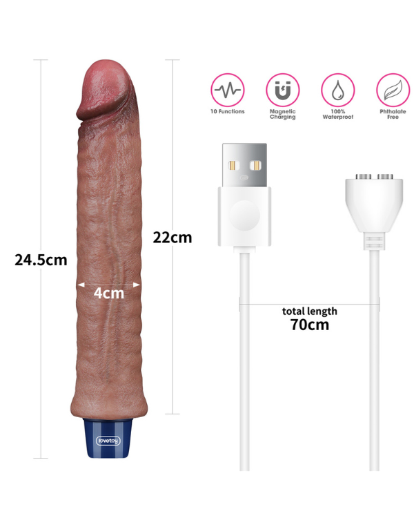 Consolador Vibrador recargable Real Softe 24,5 x 4 CM