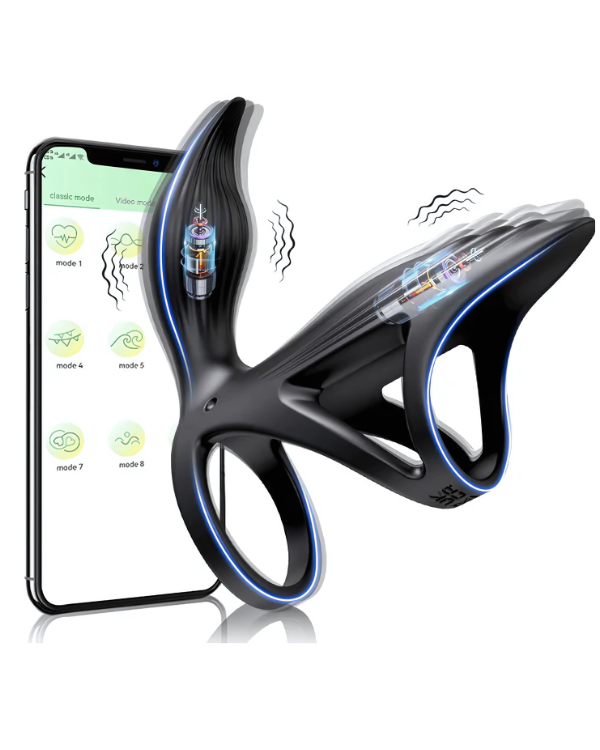El Conquistador Anillo Vibrador con App y Doble Estimulación Inteligente