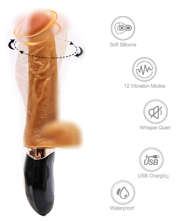 Dildo Vibrador Realistico Tornado Rotacion 360