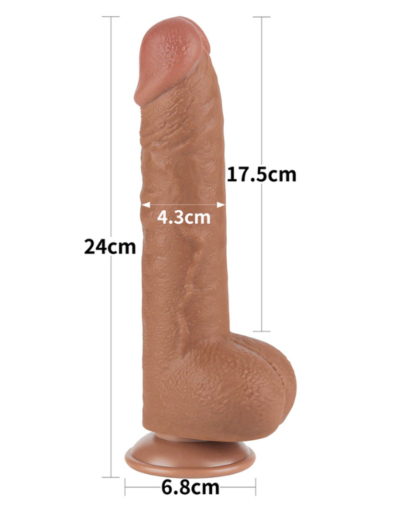 Dildo Piel deslizante de doble capa Dong marrón 24 x 5,5 CM