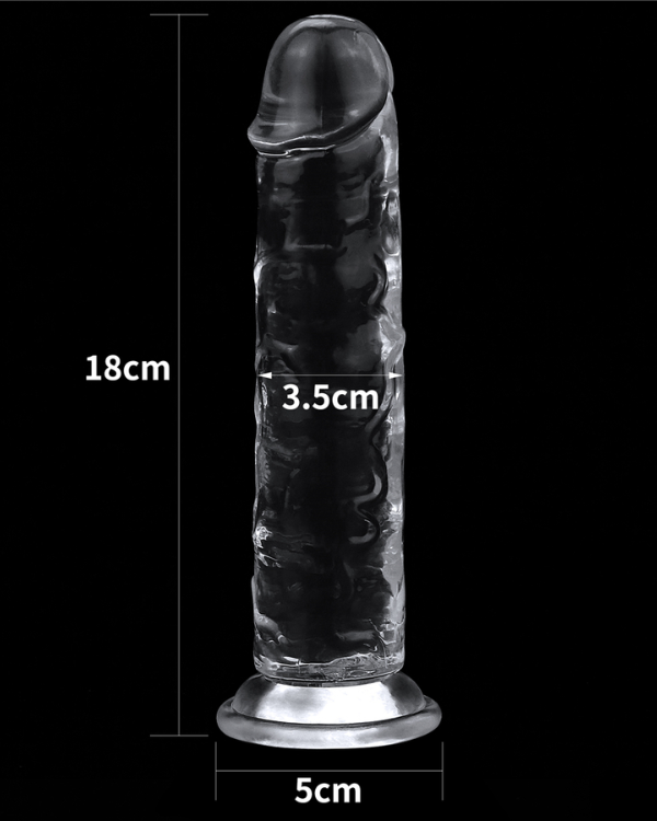 Dildo De Silicona Transparente 18 x 3.5 CM