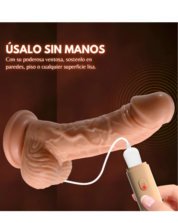 Dildo Vibrador Realista con Empuje y Batería Portátil