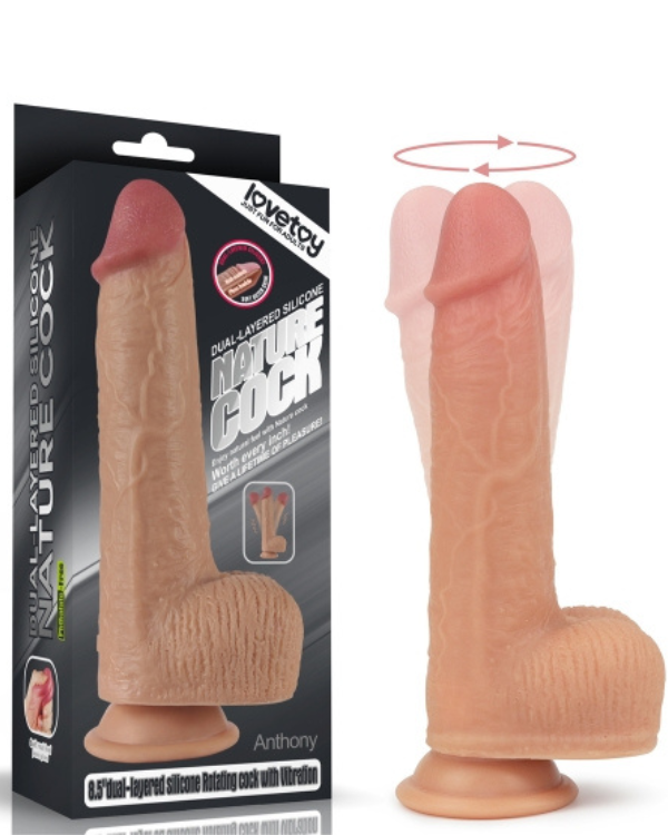 Dildo Giratorio Doble Capa Con Temperatura Nature Cock Anthony 21,5 x 4,2 CM