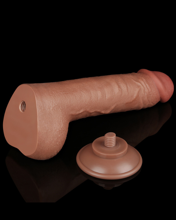 Dildo Piel deslizante de doble capa Dong marrón 24 x 5,5 CM