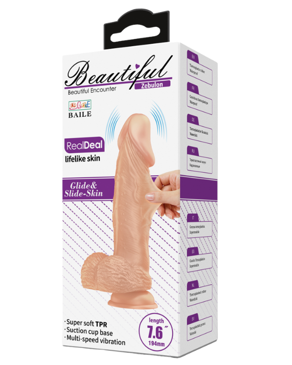 Consolador Vibrador Con Piel Deslizante 19.4 × 4.2 CM