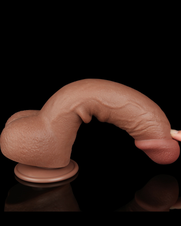 Dildo Piel deslizante de doble capa Dong marrón 24 x 5,5 CM