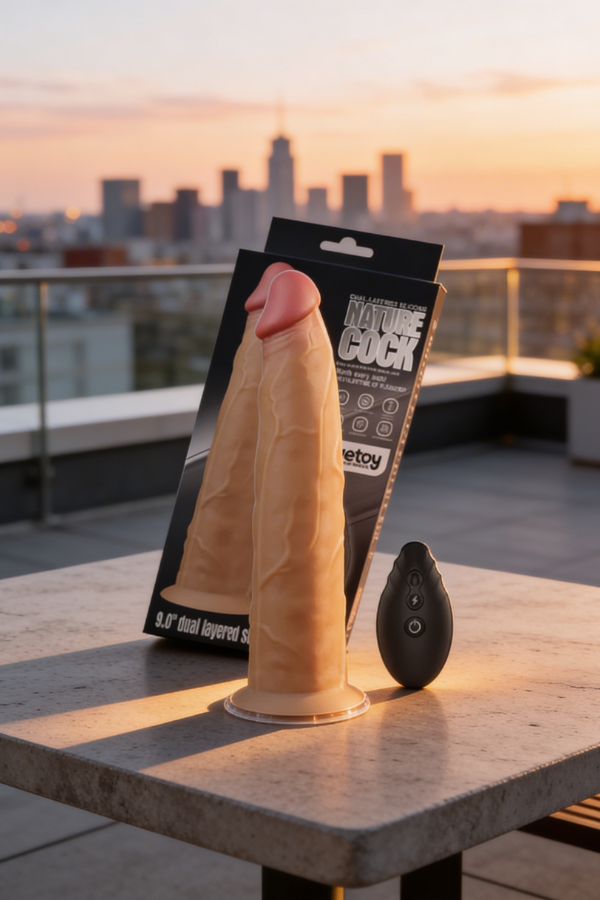 Dildo Realistico De doble Capa Con Rotación y Control Remoto 22,8 x 4,9 CM