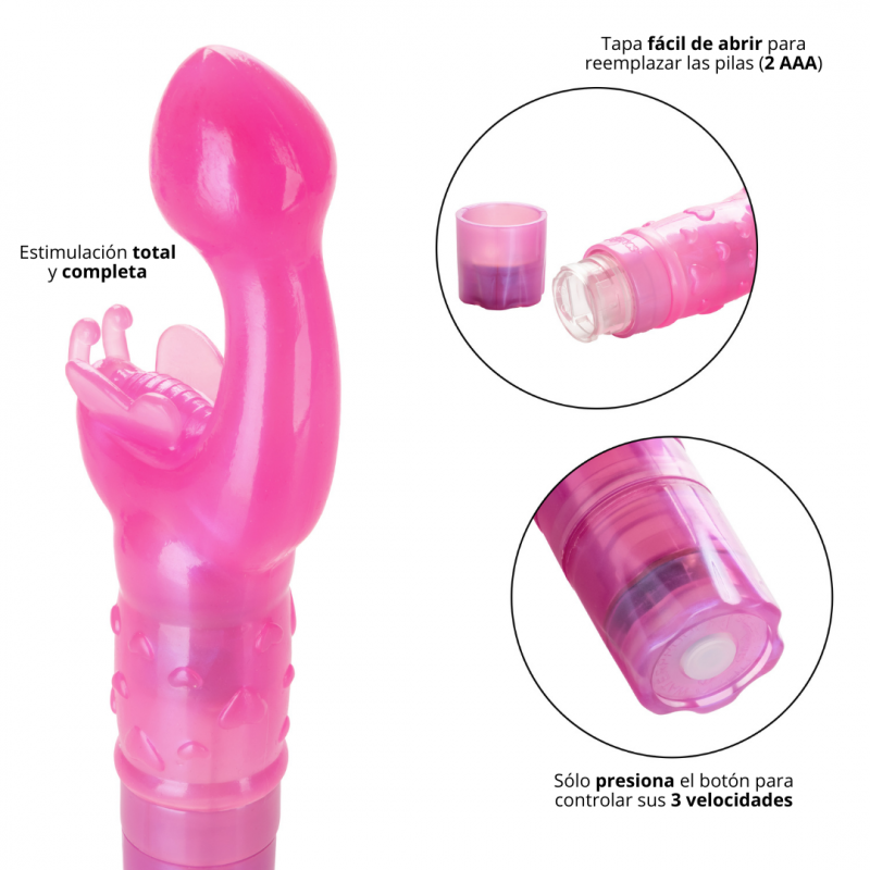 Butterfly Kiss Vibrador Dual Rosa